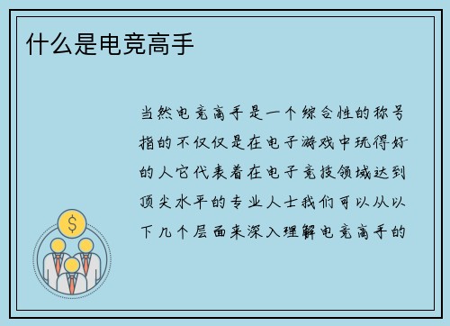 什么是电竞高手